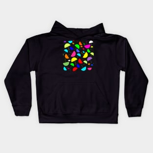 Bright happy colored umbrellas on a black background Kids Hoodie